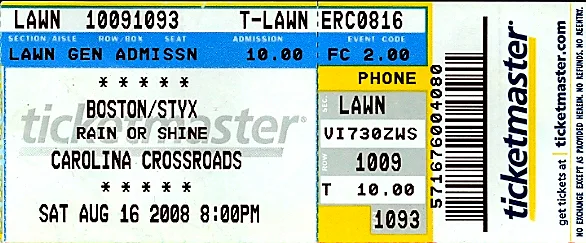 Ticket · Aug 16, 2008