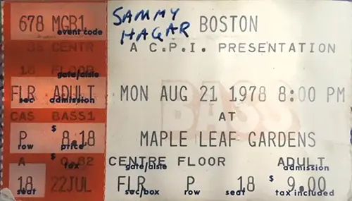 Ticket · Aug 21, 1978