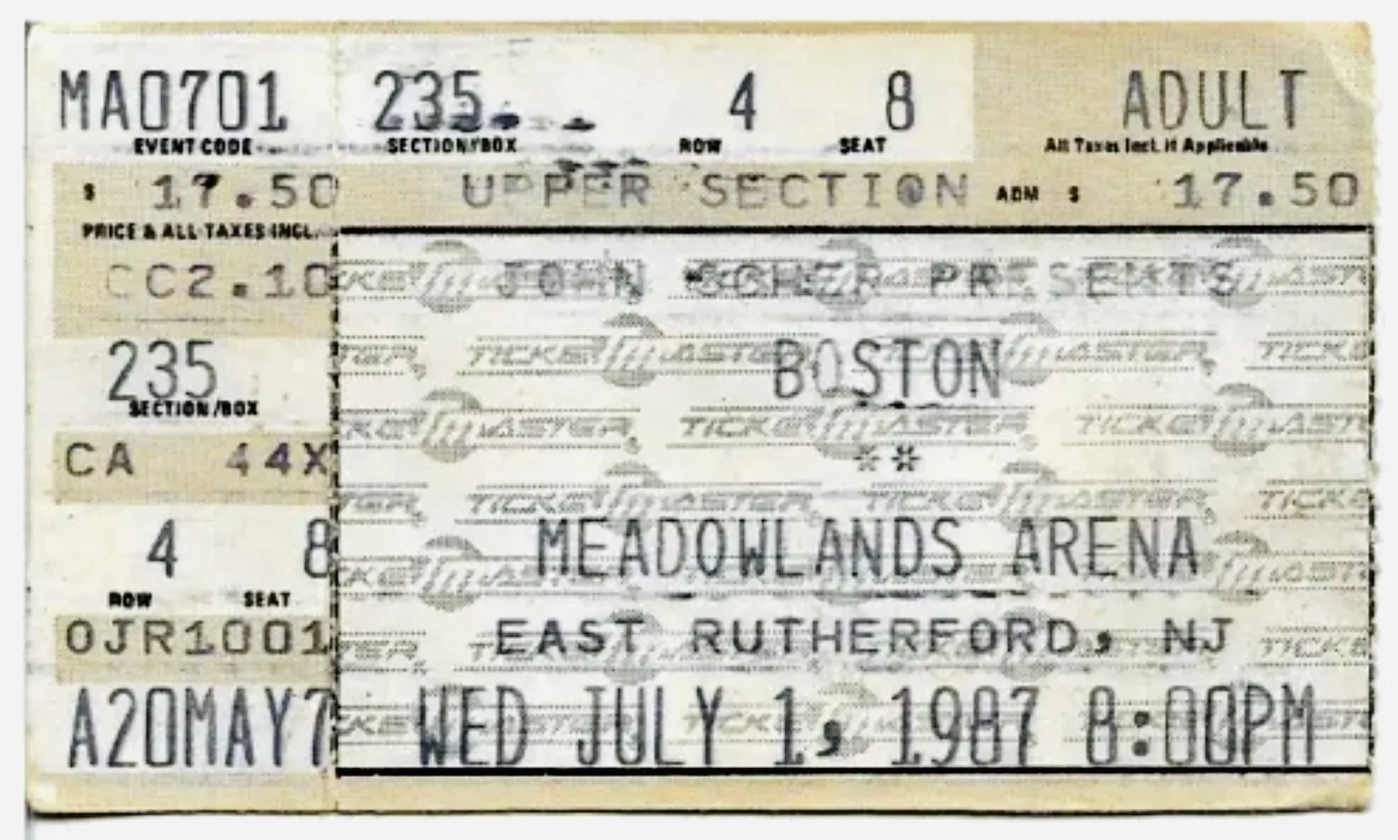 Ticket · Jul 1, 1987