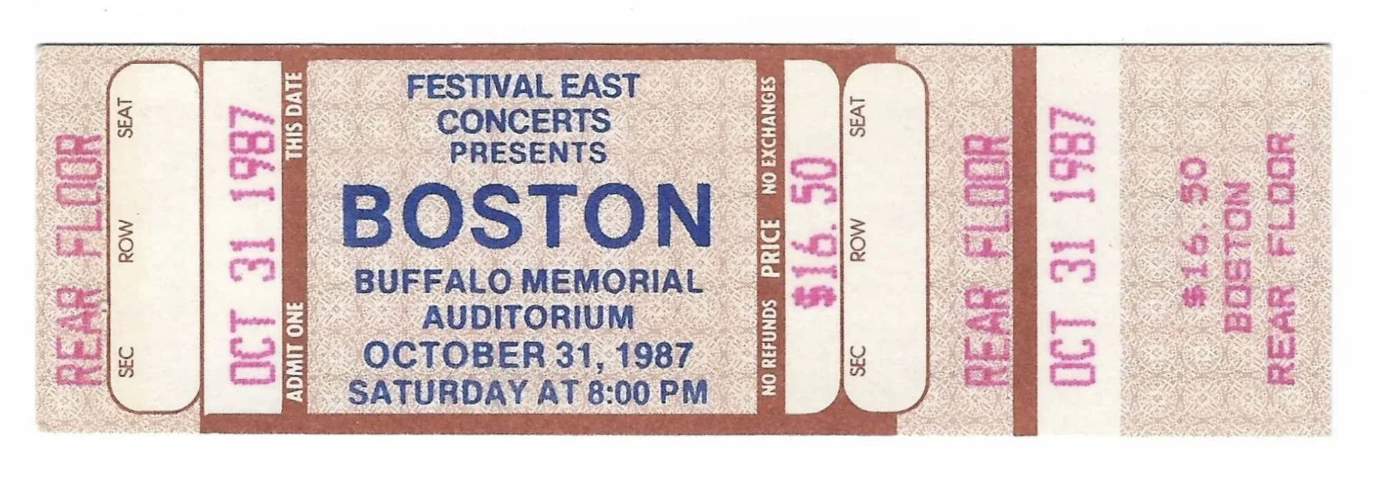 Ticket · Oct 31, 1987