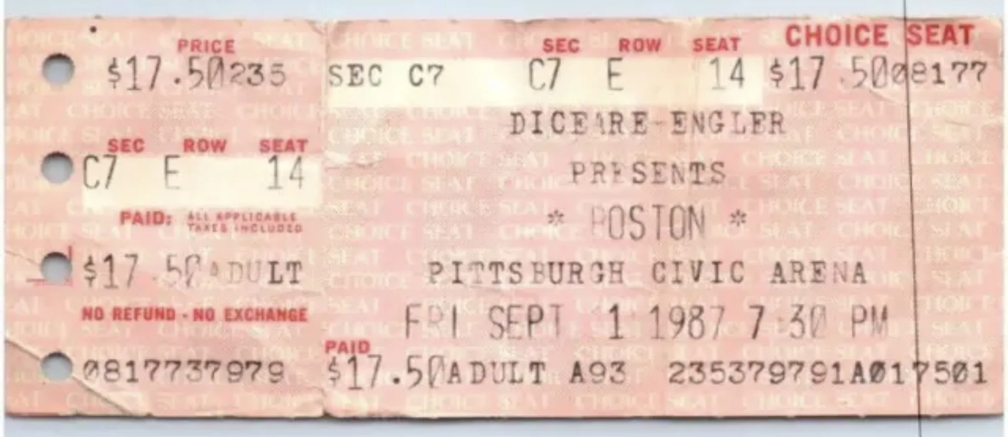 Ticket · Sep 12, 1987
