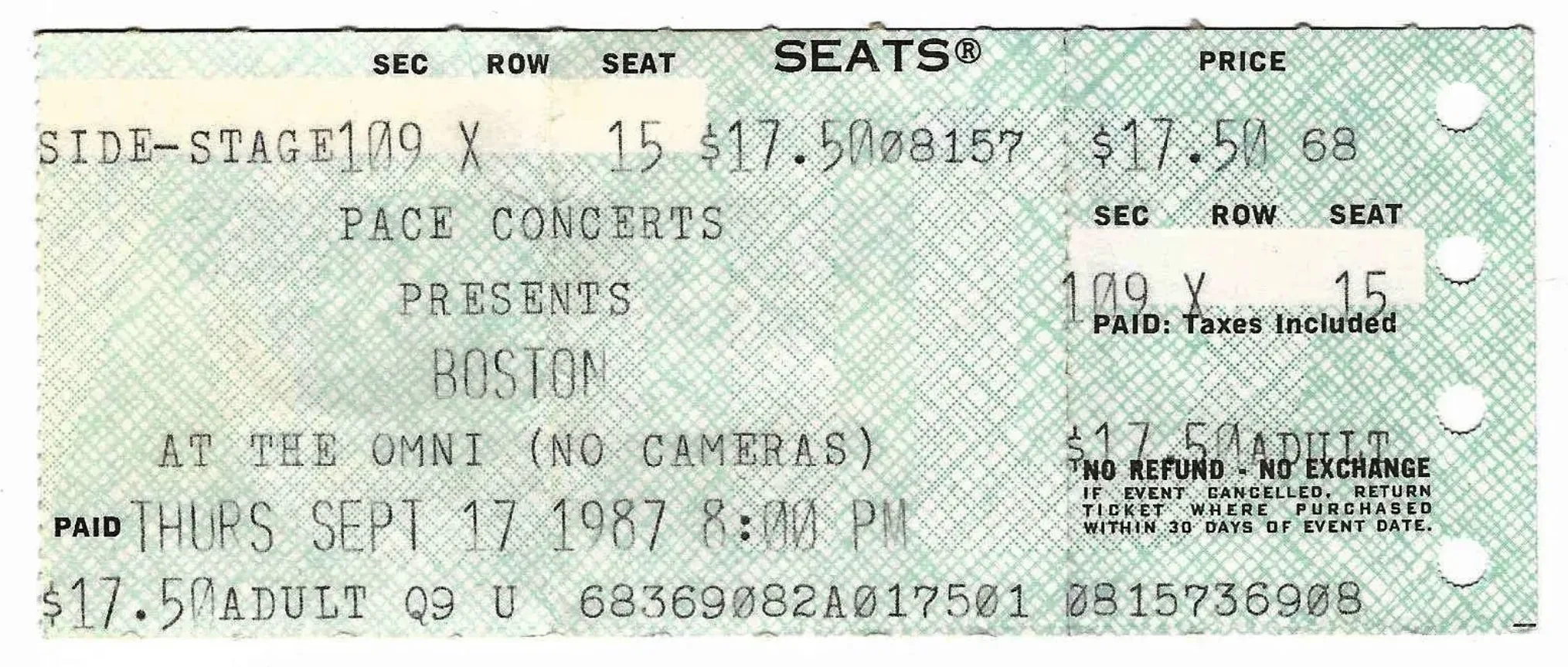 Ticket · Sep 17, 1987