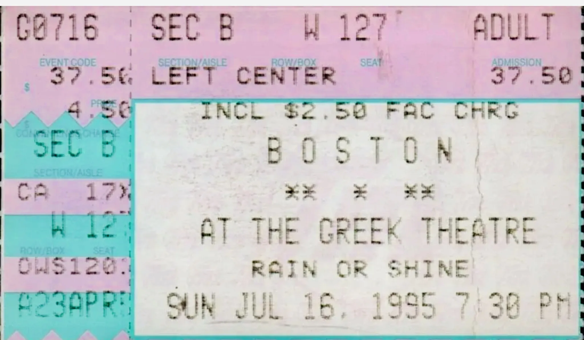 Ticket · Jul 16, 1995