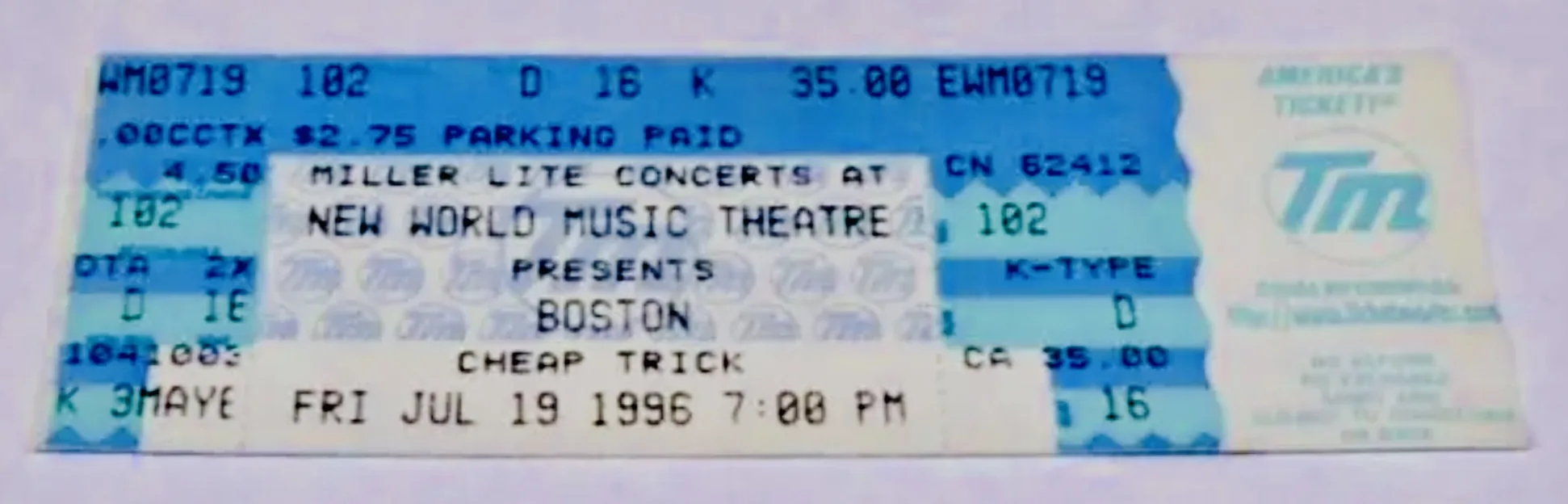 Ticket · Jul 19, 1996